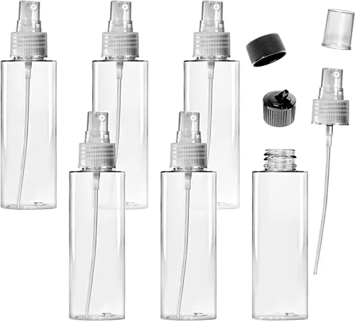 Miniatura 10 de VViViD Botellas vacías de plástico transparente sin BPA de 4 onzas con tapa giratoria, tapa de pulverización de niebla y tapa de boquilla abatible