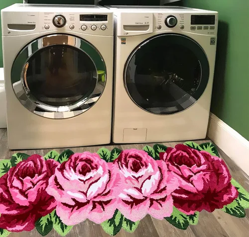 Miniatura 37 de UKELER Alfombras de baño con rosas rojas para baño, antideslizantes, absorbentes, alfombras de cocina, peludas, suaves, para dormitorio de niñas