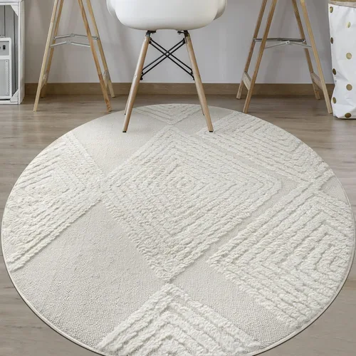 Miniatura 11 de Antep Rugs Palafito 2x4 Alfombra de área interior con textura de pelo Shaggy geométrico de diamante de alto a bajo (blanco, 2 pies x 4 pies)