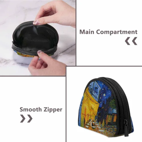 Miniatura 7 de IBILIU Monedero pequeño para cafetería, terraza en la noche, mini monedero, monedero, monedero, monedero, monedero, monedero, monedero para mujeres