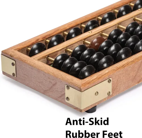 Miniatura 5 de ábaco de madera de estilo retro, calculadora de Soroban con botón de reajuste, 13.75 pulgadas, 17 columnas.