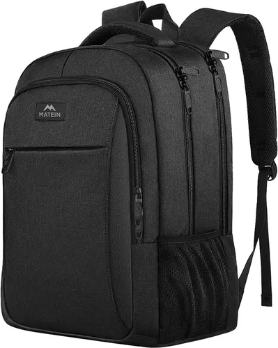 MATEIN - Mochila empresarial para laptop de 15.6 pulgadas, mochila de viaje con puerto de carga USB, resistente al agua, para trabajo, universidad,