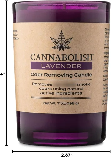 Miniatura 8 de Cannabolish Vela eliminadora de olores de humo de lavanda, 7 onzas, ingredientes naturales
