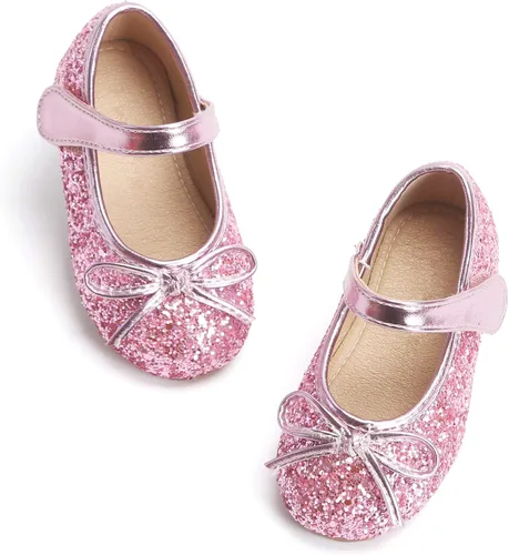 Otter MOMO Zapatos planos de bailarina para niña, con lazo decorativo, ideales para llevar con vestido y combinan bien con flores, para escuela,