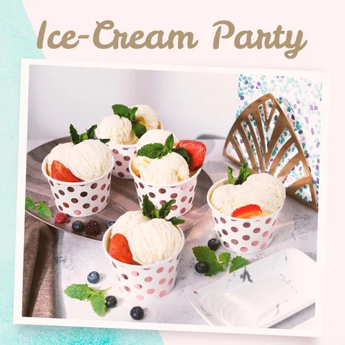 Miniatura 2 de MATICAN Vasos de papel para helado, paquete de 100 cuencos desechables de postre de 9 onzas para bebidas calientes y frías, 9 onzas, lunares