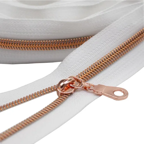 Miniatura 35 de YaHoGa #5 Cremalleras metálicas de nailon color latón antiguo de The Yard Bulk Cinta beige de 10 yardas con 25 unidades de tiradores para costura