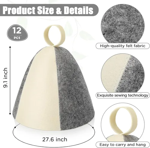 Miniatura 2 de Jiuguva Sombreros de sauna de lana, sombreros rusos para sauna, sombreros de sauna para mujeres, accesorios de ducha de sauna
