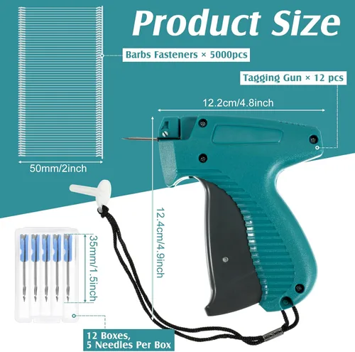 Miniatura 2 de Therwen 5072 pistolas de etiquetado para ropa, kit de pistola de fijación de etiquetas de ropa, 12 etiquetas de ropa, precio de etiquetado