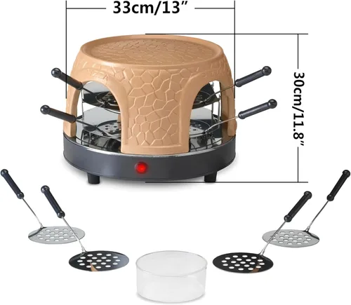 Miniatura 4 de Horno eléctrico de pizza para compartir pizza con cúpula de terracota, mini horno de pizza redondo para pizza, fiesta, fiesta en casa, 1150 W