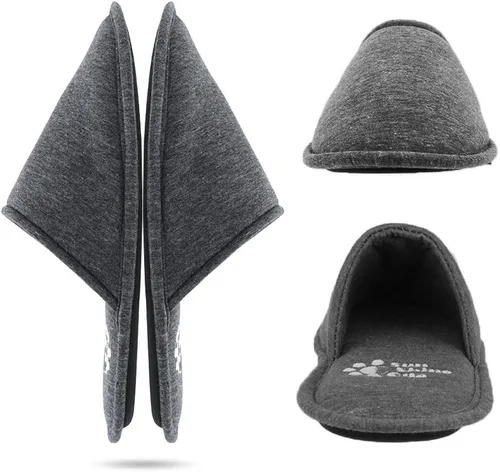 Miniatura 2 de Sunshine Code Pantuflas lavables de algodón de espuma viscoelástica para hombre con bolsa de viaje a juego para el hogar, hotel, spa, dormitorio