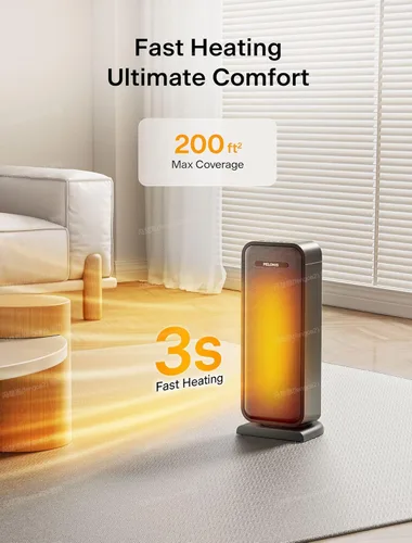 Miniatura 2 de Pelonis Calentador de espacio eléctrico de 1500 W para uso en interiores con termostato, oscilación y control remoto – Calentador de cerámica