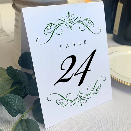 Miniatura 14 de Classic Flourish - Números de mesa de boda, negro, 1-10, doble cara, tienda de campaña o uso en un soporte, ideal para fiestas y restaurantes