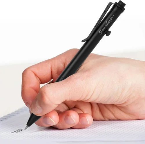 Miniatura 5 de SMOOTHERPRO - Bolígrafo de acción de perno, bolígrafo de bola de acero inoxidable compatible con recarga de Pilot G2, bolígrafo EDC para escritura