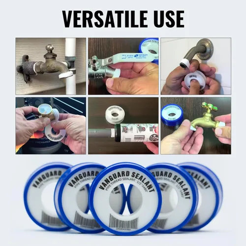 Miniatura 8 de Cinta de fontanero de PTFE Vanguard Sealants; 460 pulgadas de largo y 1/2 pulgadas de ancho; blanca; sellador de tuercas perfecto para regaderas