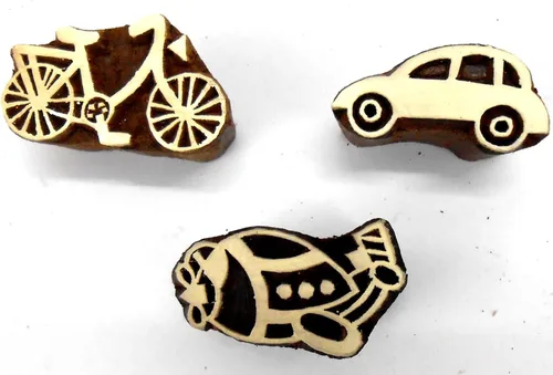 Miniatura 14 de CraftsofIndia® Bloques de madera de animales y pájaros para estampación, impresión en bloques en textiles, manualidades de cerámica, henna, pintura