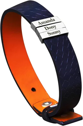 Miniatura 58 de Pulseras de cuero personalizadas para hombre con 1-6 nombres, pulsera trenzada personalizada con cuentas para papá, marido, día del padre, San