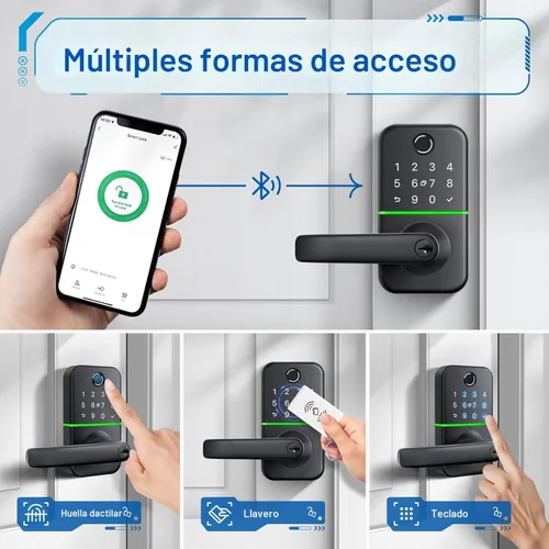 Miniatura 2 de Cerradura de puerta inteligente con teclado y manija: Cerradura sin llave con huella dactilar Kucacci - Manija de código digital con teclado
