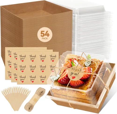 Paquete de 54 Cajas Pequeñas para Charcutería con Tapas Transparentes, Caja de Embutidos de Papel Mini Para Llevar, Envase Desechable para Alimentos