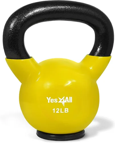 Yes4All Juego de pesas rusas con base de goma, pesas rusas para mujer, pesas rusas de entrenamiento de fuerza (10-65 libras)