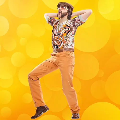 Miniatura 2 de MRYUWB Hippie Hombres 70s y 80s Disco Ropa Camisas Playa Cordón Impreso Manga Corta 5 Piezas Disco Tema Fiesta