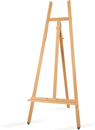 Miniatura 9 de Caballete de exhibición de madera en forma de A - Caballete de estudio de haya ajustable en forma de lira para sostener lienzos de hasta 90", Negro