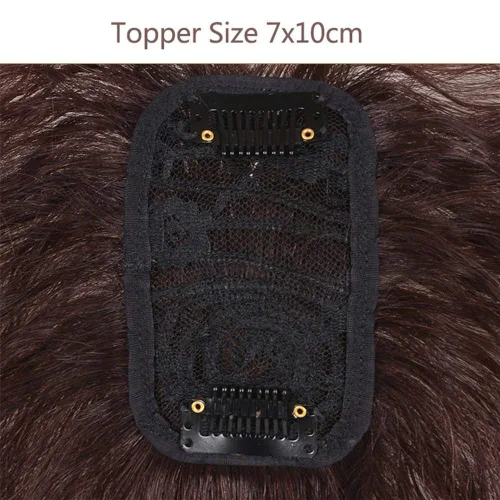 Miniatura 4 de Postizo rizado de aspecto natural esponjoso con clip de cabello humano con flequillo, peluca de repuesto para cabello fino, 279.5 in, 6.7 in