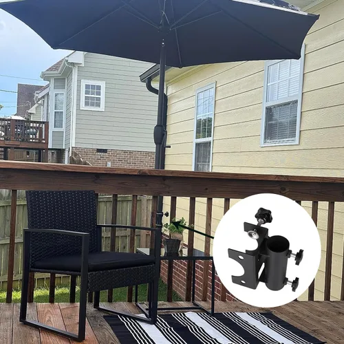 Miniatura 4 de Soporte para sombrilla de patio, soporte de paraguas de banco con clip fijo para cubierta, silla, escritorio, muelle, playa, patio, balcón, mesas