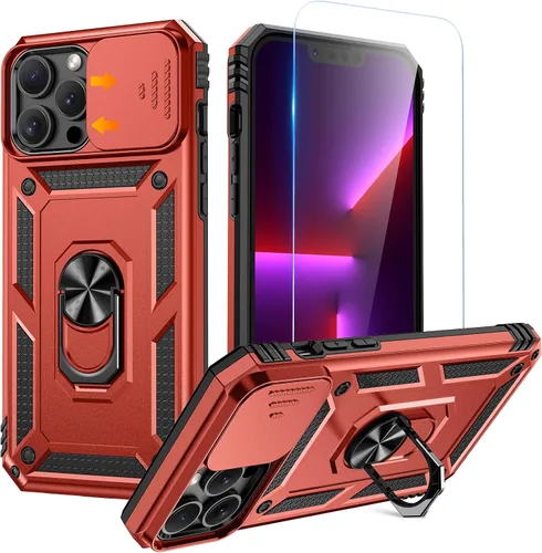 Miniatura 29 de Goton Funda para iPhone 14 Plus con Protector de Pantalla - Funda con Cubierta Deslizante para Cámara con Soporte de Anillo, Resistente de Grado