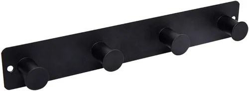 Perchero pequeño montado en la pared, ganchos negros adhesivos y atornillados, ganchos de pared de acero inoxidable para colgar sombreros, toallas,