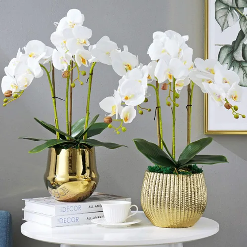 Miniatura 5 de FagusHome 10 hojas de orquídeas artificiales Phalaenopsis de 11 pulgadas, hojas de orquídeas artificiales verdes (10 unidades)