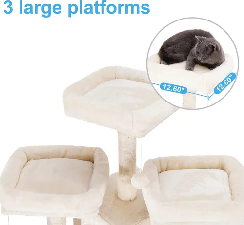 Miniatura 4 de Hey-brother Árbol de gato, torre XL grande de 71 pulgadas para gatos de interior, casa de gato de varios niveles con 3 asientos acolchados, rascador