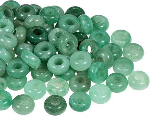 Miniatura 3 de TUMBEELLUWA 40 cuentas de piedra de cristal con agujero grande para hacer joyas, cuentas de macramé para trenzas de cabello (0.55 x 0.31 pulgadas)