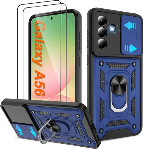 Miniatura 94 de ATUMP Funda para T-Mobile Revvl V Plus 5G con protector de pantalla HD con cubierta de cámara deslizante, soporte de anillo de rotación de 360° Negro