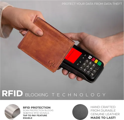 Miniatura 3 de Carteras RFID delgadas para hombres - Cartera de bolsillo frontal de piel genuina
