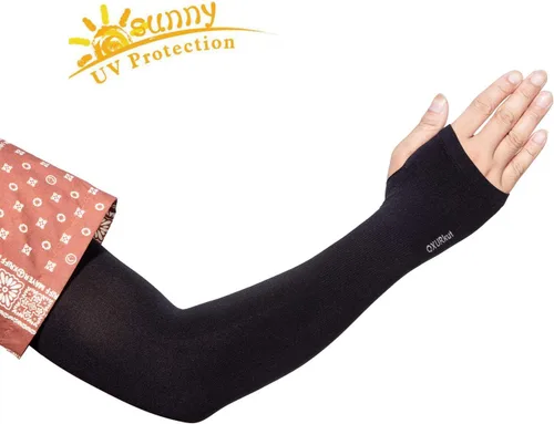 Miniatura 4 de QXURkut Mangas de brazo para mujeres y hombres, 5 pares de mangas de compresión deportivas con protección UV UPF50 para cubrir brazos, agujero