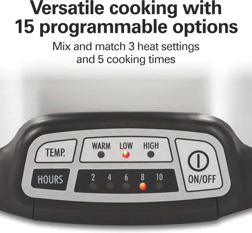 Miniatura 3 de Hamilton Beach Olla de cocción lenta programable con programación fácil flexible y batidora de mano eléctrica de 6 velocidades con batidor