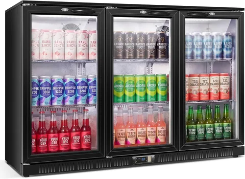 Miniatura 13 de 35.42" W Commercial Under Counter Beverage Refrigerator, 2 Glass Door Back Bar Cooler, Built-in/Freestanding 7.4Cuft Drink Fridge with LED Light