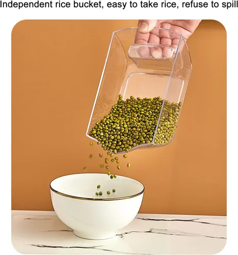 Miniatura 6 de Dispensador de arroz, dispensador de granos, 6 rejillas, dispensador de PP, organizador de almacenamiento de granos para cocina doméstica (#1)
