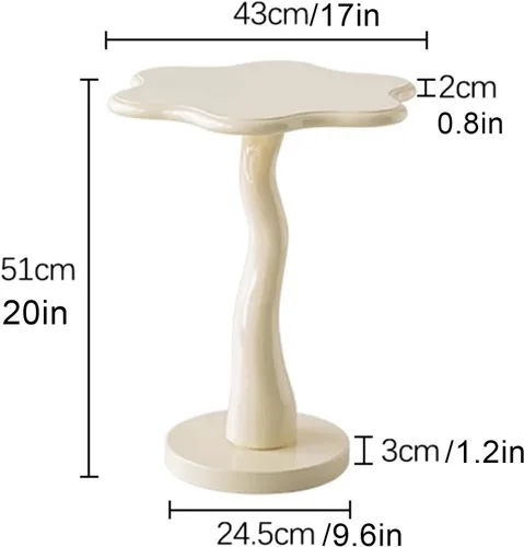 Miniatura 2 de HM&DX Mesa auxiliar de madera con forma de flor, elegante mesa de centro para sofá pequeño con pedestal redondo, mesa auxiliar moderna