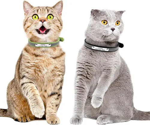 Miniatura 7 de Collares de gato reflectantes personalizados con etiqueta de nombre y placa, collar de gato personalizado grabado con nombre y teléfono, collar