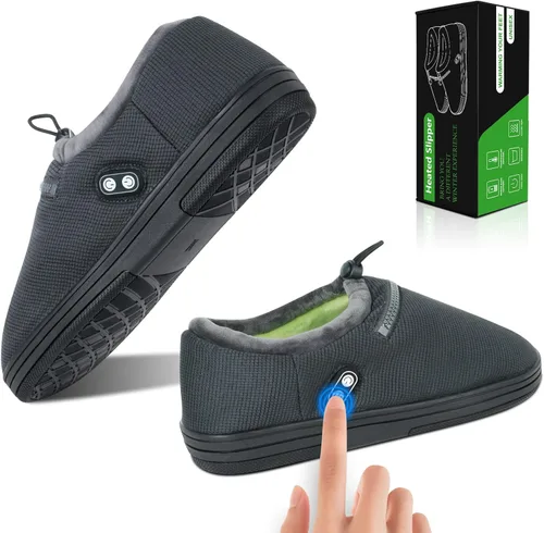 Foot Warmer, Electric Foot Warmer with 5000mAh Battery, Heated Slippers Women Men, Heated Foot Warmer with Smart Dual Independent Switch Heated