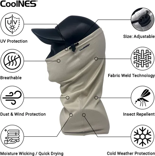 Miniatura 2 de CoolNES - Polaina para el cuello con cordón, máscara facial reutilizable y transpirable, lavable, protección solar UV UPF 50+