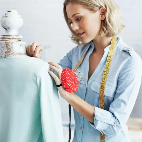 Miniatura 6 de Rolybag Alfileres de muñeca con correa elástica, cojín de aguja de calabaza para costura, pinza de aguja portátil, para costura o manualidades (rojo)