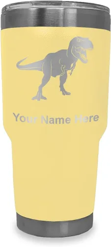 Miniatura 7 de LaserGram Vaso aislado al vacío de 20 onzas, dinosaurio Tiranosaurio Rex, grabado personalizado incluido (negro)