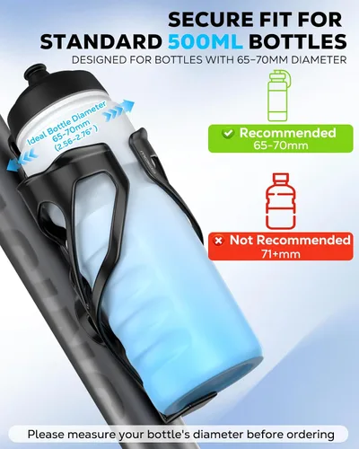 Miniatura 2 de MoKo Soporte para botella de agua para bicicleta con ranura para rastreador, para botellas de 2.56 a 2.76 pulgadas