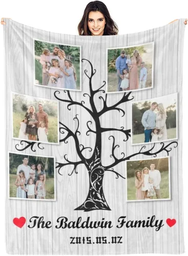 Miniatura 17 de Regalo para mamá y esposa, manta personalizada con 6 fotos, manta personalizada con imagen para familia, amigo, padre, madre, Navidad, cumpleaños