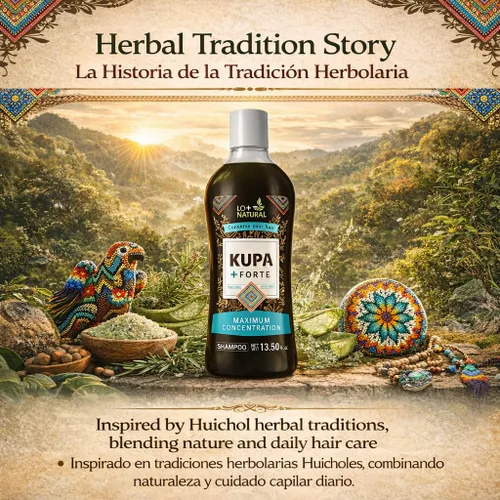 Miniatura 5 de Champú KUPA + FORTE con romero y aloe vera, 13.5 onzas líquidas, fórmula inspirada en huichol a base de hierbas, limpieza profunda y cuidado
