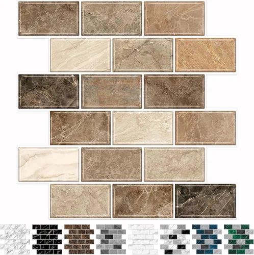 Miniatura 9 de URCOLOR 10 hojas de adhesivos para loseta en muro de cocina, azulejos autoadhesivos de 12 x 12 pulgadas estilo metro, para loseta en muro de cocina