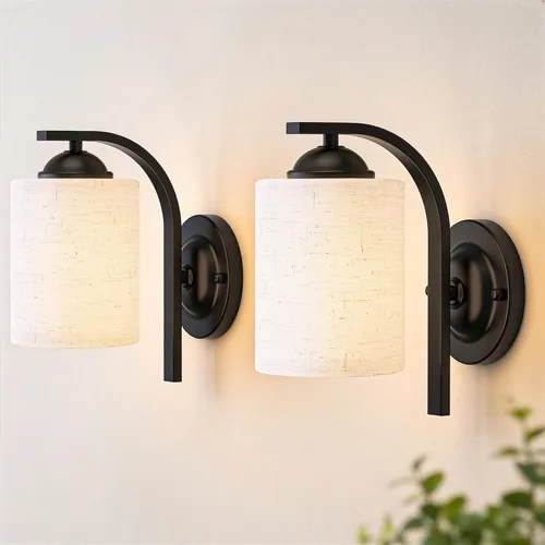 Miniatura 16 de Juego de 2 apliques de pared, lámparas de baño cableadas, iluminación de pared moderna para tocador de baño con pantalla de vidrio transparente