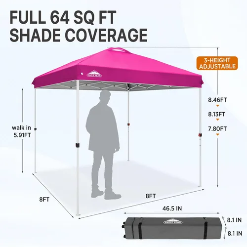 Miniatura 441 de EAGLE PEAK Tienda de campaña desplegable con bolsa de transporte con ruedas, 8 estacas, 4 cuerdas, 4 bolsas de peso, toldo de tienda de campaña